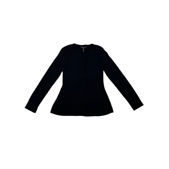 BCBGMAXAZRIA top women’s size large black long sleeve knit fit & flare sweater - Picture 4 of 9